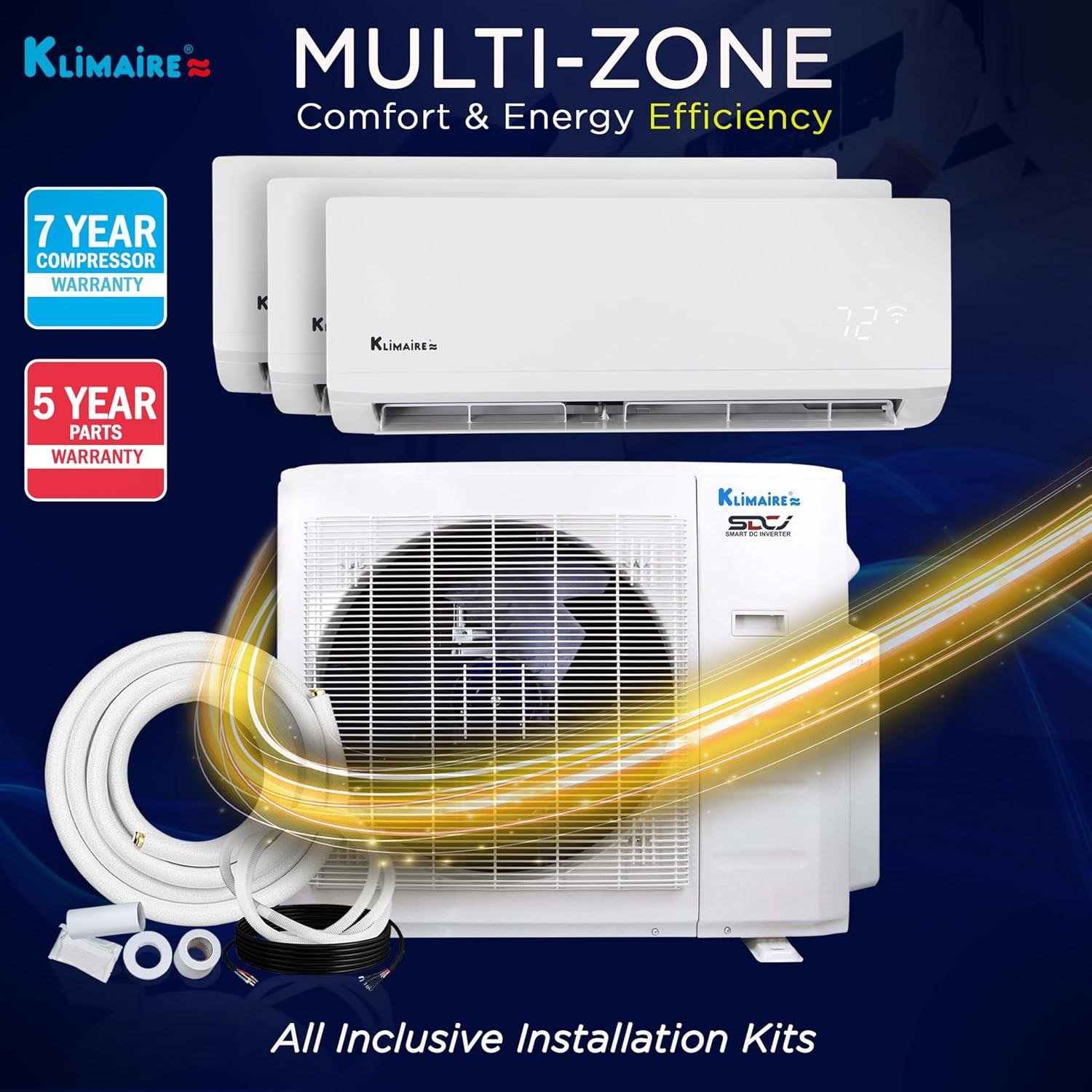 Klimaire 26,000 BTU 3-Zone Mini split Review: 23 SEER2, installation 2026
