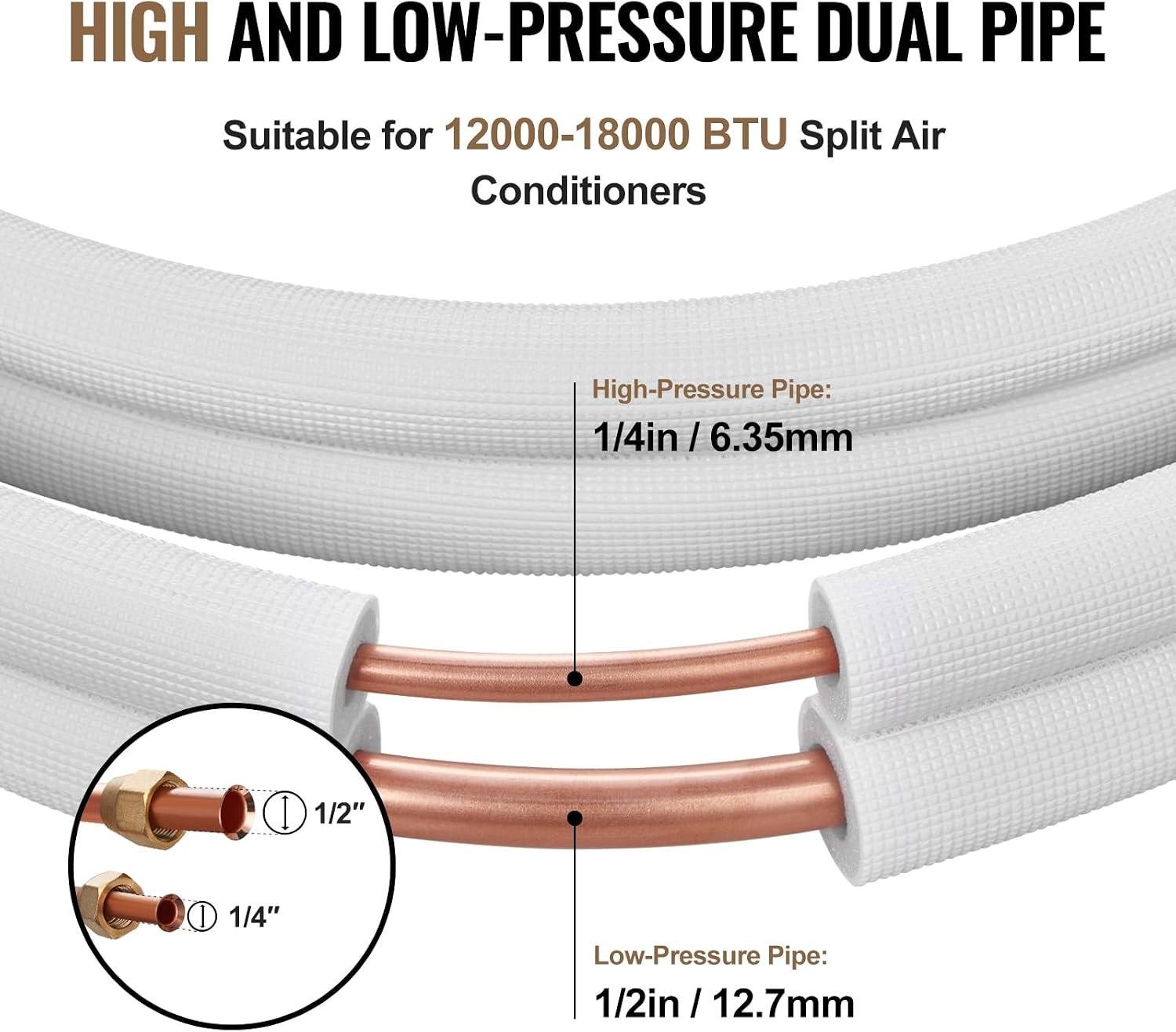 VEVOR 50FT Mini Split Line Set Review: 12000-18000 BTU DIY Install 2026
