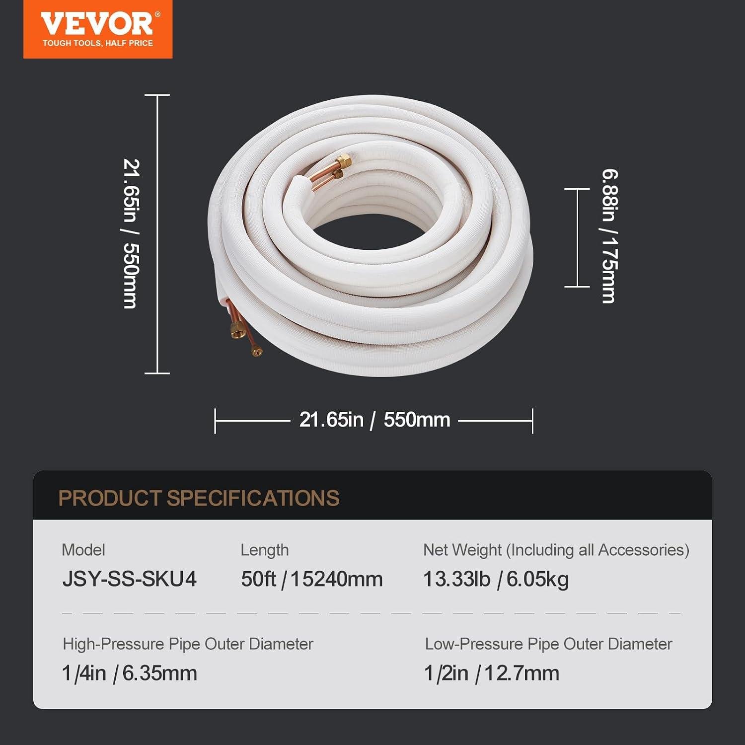 VEVOR 50FT Mini Split Line Set Review: 12000-18000 BTU DIY Install 2026