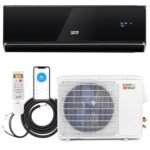COSTWAY 12000 BTU Wifi Enabled Mini Split Air Conditioner & Heater, 22 SEER2 208-230V Inverter AC Unit Cools up to 750 Sq. Ft, Energy Efficient, Heat Pump (Black, 12000BTU, 208-230V, 22 SEER2-WIFI)