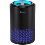 AROEVE Air Purifiers for Bedroom Home, Air Purifier Air Cleaner For Smoke Pollen Dander Hair Smell Portable Air Purifier with Sleep Mode Speed Control For Bedroom Office Living Room, MK01- Black