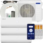 Della Mini Split Air Conditioner ODU Tri 3 Zone 27K BTU (9K 9K 12K BTU) 19 SEER2 208-230V Works with Alexa, Cools Up to 1350 Sq.Ft, Wifi Energy Efficient Multi Zone Pre-Charged Heat Pump Full Set