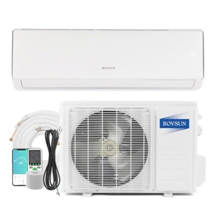 ROVSUN 11000 BTU Wifi Enabled Mini Split Air Conditioner & Heater, 17 SEER2 115V Inverter Ductless Wall AC Unit with Pre-Charged Condenser, Heat Pump & Installation Kit