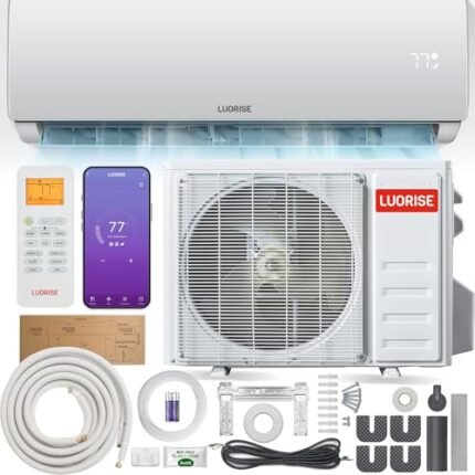 LUORISE 12000 BTU WiFi Enabled Mini Split AC/Heating System, Ductless Air Conditioner, 19 SEER2 115V Energy Efficient Inverter AC, Cools Up to 550 Sq.Ft, Pre-Charged Heat Pump & Installation Kits