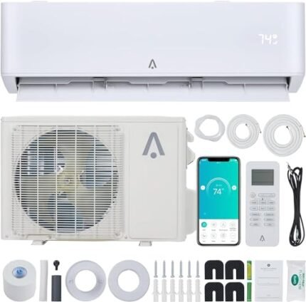 18000 BTU Mini Split Air Conditioner,23 SEER2 Mini Split AC/Heating System, Inverter Ductless Air Conditioner w/Alexa,Pre-Charged & Installation Kits,230V AC Unit Cools Room up to 1250 Sq.Ft