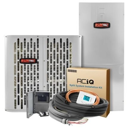 RunTru 14.30 SEER2 2 Ton Heat Pump & Air Handler Split System Unit (by Trane) w/ 30' Install & 5kW Backup Heat Kit | 24K BTU Heat & Cool, Multi-Positional, Single Stage Condenser, Scroll Compressor
