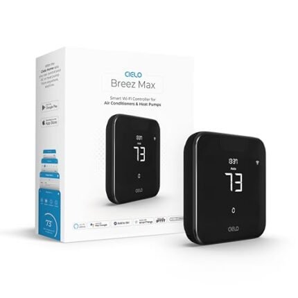Breez Max | Smart AC Controller | WiFi Thermostat for Mini-Split, Window, Portable ACS/Heat Pumps | AI-Based Tech | Free App, No Subscriptions | Alexa, Google, Siri Shortcuts, IFTTT (Black)