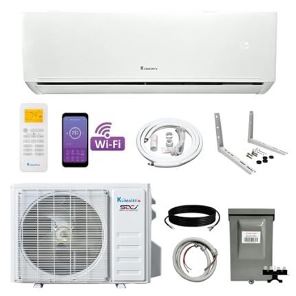 Klimaire 9,000 BTU 23 SEER2 Wall Mounted Ductless Mini Split Inverter A/C Heat Pump System w/ 16’ Installation Kit & Wall Mounting Bracket 115V