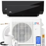 Cooper&Hunter 18,000 BTU Olivia Midnight Series, 22.9 SEER2, Dual Zone Compressor with 12000 + 12000 BTU Wall Mount Air Handlers Ductless Mini Split A/C and Heater Including 25ft Installation Kits