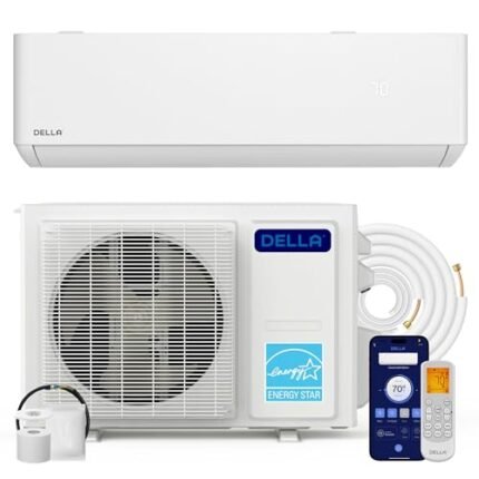 DELLA 24,000 BTU Wifi Mini Split, Work with Alexa, Energy Star 208/230V 20 SEER2 Cools Up to 1500 Sq.Ft Inverter Air Conditioner w/2 Ton Pre-Charged Heat Pump & 16.4ft Installation Kits