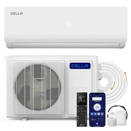 DELLA Versa Series 36000 BTU 19 SEER2 Cools Up to 2500 Sq.Ft Mini Split AC Work with Alexa, Energy Efficient Ductless Inverter System with 3 Ton Heat Pump Pre-Charged and 16.4ft Installation Kits