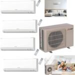 Mitsubishi 36,000 BTU Quad Zone Ductless Split System Wall Mount unit 2 x 9,000 Btu & 2 x 12,000 Btu, SEER 19 Cool & Heat Energy Efficient