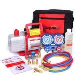 Kozyvacu Mini Split/HVAC/AUTO AC Repair Complete Tool Kit - Includes 1-Stage 4.5 CFM Vacuum Pump, Manifold Gauge Set, Hoses and Accessories, Perfect for AC Recovery and R134a Refrigeration