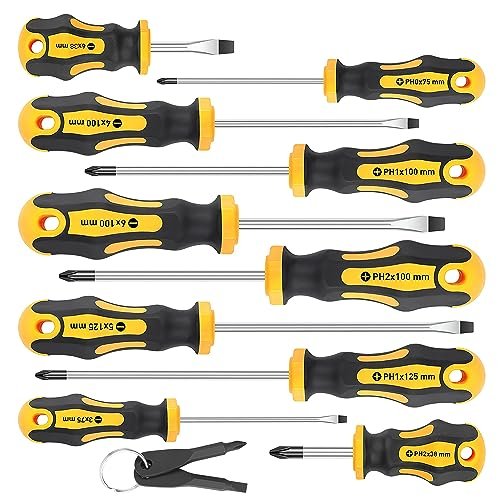 51L6xwcnuhL._SL500_.jpg Amartisan 10-Piece Magnetic Screwdrivers Set, 5 Phillips and 5 Slotted Tips Professional Cushion Grip Screwdriver Set