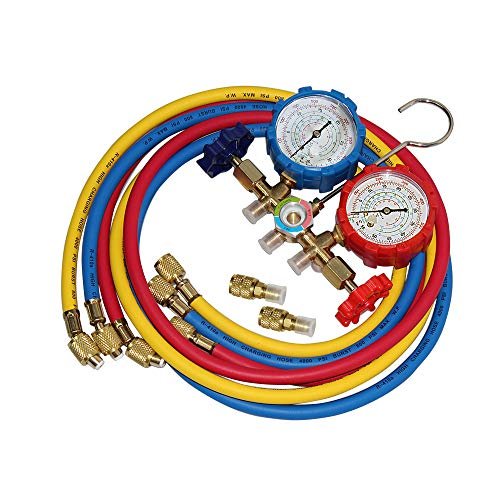 51jJLl4U0FL._SL500_.jpg Shikha 5FT AC Diagnostic Manifold Freon Gauge Set for R410A R404A R22 R134A R12 R22 and R502 Refrigerant AC House Air Condition HVAC 60"