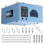 Abestorm Air Filtration System Woodworking with 3-Speed Adjustments, Remote-Controlled and Built-in Ionizer Function, Industrial Hanging Air Filter for Woodworking, Garage, Workshop, DecDust 500IG