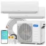 ROVSUN 20000 BTU Dual Zone WIFI Mini Split AC/Heating System, 20 SEER2 2 Zone 9000 + 9000 BTU Ductless Split Air Conditioner with Pre-Charged Condenser, Heat Pump & 25Ft Copper Line Set, 208-230V