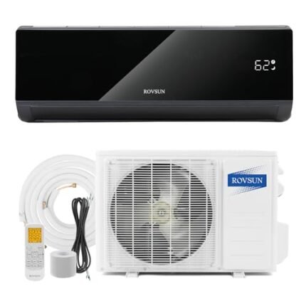 ROVSUN 12,000 BTU Mini Split Air Conditioner & Heater, 19 SEER 115V Energy Saving Inverter Ductless Wall AC Unit with Pre-Charged Condenser, Heat Pump & Installation Kit, Black
