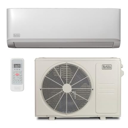 BLACK+DECKER 12,000 BTU Inverter Mini Split Air Conditioner with Heat Pump, Ductless Mini-Split Inverter Air Conditioner Cools & Heats Up To 550 Sq. Ft., Remote Control, 20.8 SEER, 115V, White
