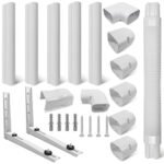 Mini Split Line Set Cover Kit and Mini Split Wall Mounting Bracket, Universal White Paintable 7000-18000 BTU Mini Split-System Air Conditioners for Central AC/Heat Pumps Systems (White, 3" x 10 ft)