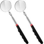 Copkim 2 Pcs Telescoping Inspection Mirror,29 Inch Mechanics Mirror Tool with Long Handle, Round Extendable Mirror on a Stick for Technicians Mechanics Contractors Checking Observation (Black)