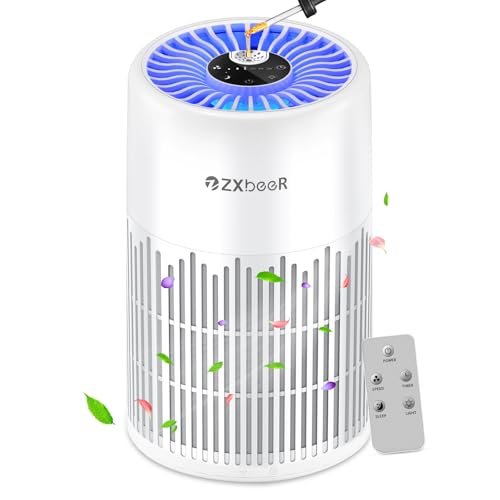 41Y8fekuJL._SL500_.jpg Air Purifiers for Bedroom Home, ZXBEER H13 True HEPA Air Filter Portable Air Purifier with Remote Control, Night Light, Timer, Sleep Mode, Quiet Air Cleaner for Baby, Living Room, Kitchen (White)
