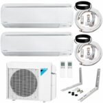 Daikin 2-Zone (2MXS18W) Ductless Mini-Split A/C Heat Pump System w/Maxwell 16 ft. Installation Kit and Wall Mounting Bracket (12K+12K)