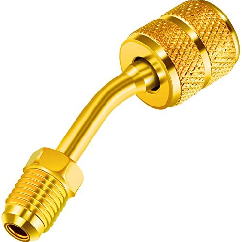 41bAqC1e4uL._SL500_.jpg R410a Charging Vacuum Port Adapter Brass Converter with Thimble 5/16 Inch Female Quick Coupler to 1/4 Inch Male Flare for Mini Split System Air Conditioner HVAC Refrigeration Service (1 Pack)