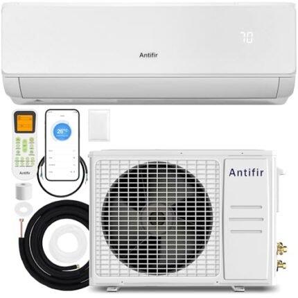 Antifir Mini Split Air Conditioner & Heater,18000 BTU Wifi Enabled 208/230V, 21 SEER2, Heating and Cooling,Wall Mount Ductless Inverter System, Compatible with Alexa, with Installation Kit