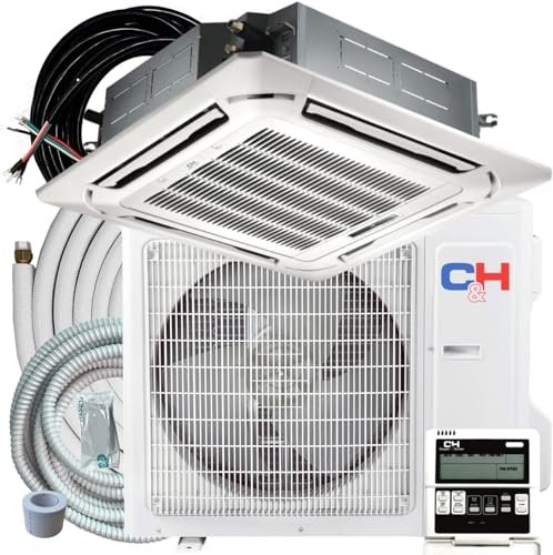 51WSvtNWPdL._SL500_.jpg Cooper & Hunter 24,000 BTU Ceiling Cassette Ductless Mini Split AC/Heating System with Heat Pump Wall Thermostat and Installation Kit.