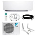 Daikin 9,000 BTU 18 SEER2 Entra R32 Series Ductless Mini Split Heat Pump System w/Maxwell All-Inclusive 15’ Installation Kit and Wall Mounting Bracket (230V), White, RXC09+FTXC09+IKM1438+WAFP24