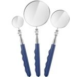 Copkim 3 Pieces Telescoping Inspection Mirror Stainless Steel Mechanic Mirror with Long Handle Extendable Mirror Telescoping Mirror Tool for Technicians Mechanics Contractors (Round)