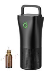 Portable Car Air Purifier - Homintell Mini Air Purifiers for Smokers and Allergies Air Cleaner, True Hepa Air Filter, Aromatherapy bottle, black, small