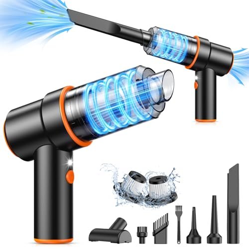 413XL6T76yL._SL500_.jpg KMM Handheld Car Vacuum Cleaner, 11000PA Vacuum Cleaner & Air Duster, 120W High Power Car Vacuum Portable Cordless, Hand Held Vacuum Rechargeable with Multi-Nozzles & LED Light for Home, Car, Office