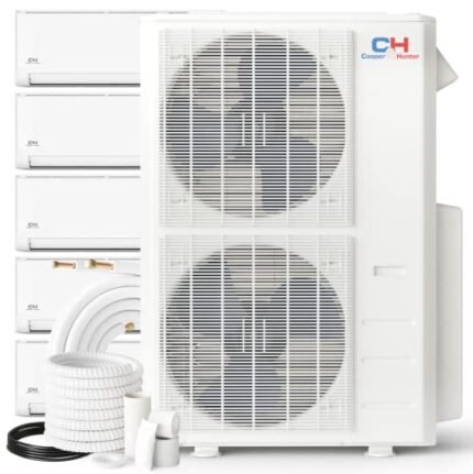 Cooper & Hunter OLIVIA Series Five 5 Zone 6000 6000 6000 12000 18000 BTU 22.4 SEER Multi Zone Ductless Mini Split Air Conditioner and Heater Full Set with 25ft Installation Kits