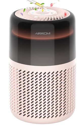 AIRROMI Air Purifier for Bedroom Home,HEPA Filter,Covers Upto 549 Ft²,Quiet 360°intake Air Cleaner with Fragrance ponge for Better Sleep,Night Light,Filters Smoke,Pet Dander,Allergies,Dust,A2005 Beige