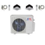 Dual 2 Zone Ductless Mini Split Ceiling Cassette Mini Split Air Conditioner Heat Pump 12000 12000