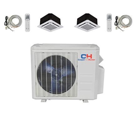 Dual 2 Zone Ductless Mini Split Ceiling Cassette Mini Split Air Conditioner Heat Pump 12000 12000