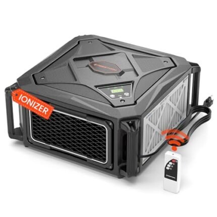 Abestorm Air Filtration System with 3-side Air Intake, High Airflow Workshop Dust Collector with Remote Control, Ideal for Woodworking Shops, Home Studios, with Built-in Ionizer