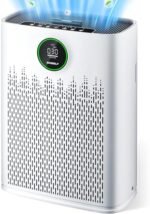 Air Purifiers for Home Large Room, with Smart Mode, PM2.5 Air Quality Display, 22dB Sleep Mode, Aromatherapy, Cover Up to 1295 Ft² with 2X-Purification & 360°Air Outlet, HAP603, White