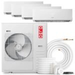 OLMO 36,000 BTU Quad Zone 9000 + 9000 + 9000 + 9000 BTU Wall Mount Ductless Mini Split A/C and Heater with 16ft Installation Kits
