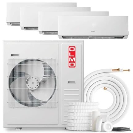 OLMO 36,000 BTU Quad Zone 9000 + 9000 + 9000 + 9000 BTU Wall Mount Ductless Mini Split A/C and Heater with 16ft Installation Kits