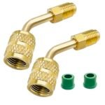R410a Adapter for Mini Split System, 5/16 Inch SAE Female Quick Couplers to 1/4 Inch SAE Male Flare for HVAC, Mini Split Adapter, R410a Charging Vacuum Port Adapter, with Thimble, 2 Pack