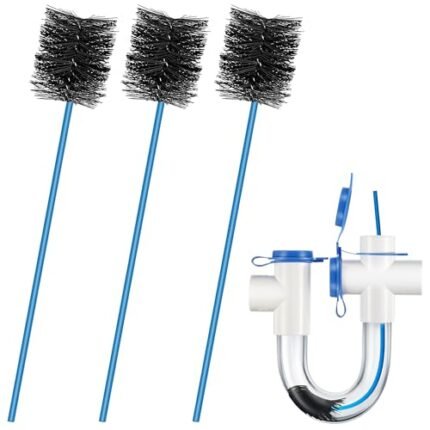 Gulfmew 3 Pcs Condensate Trap Flexible Drain Brush, 16'' AC Drain Line Cleaning Brush for AC Condensate P Trap, HVAC Condensate Drain Trap