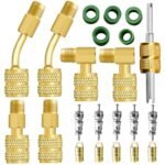 Mini Split Adapter, R410A Adapter Kit R410A Refrigerant Hose Adapter Connector, Mini Split Vacuum Pump Kit 5/16 to 1/4 Coupler Valve Core Remover for Air Conditioners