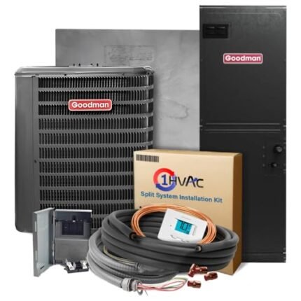 Goodman 15.2 SEER2 2.5 Ton Heat Pump & Air Handler Split System Unit with 50' Install & 15K Backup Heat Kit | 30K BTU Heating & Cooling, Single Stage Condenser with NEW CLEAN AIR REFRIGERANT R32