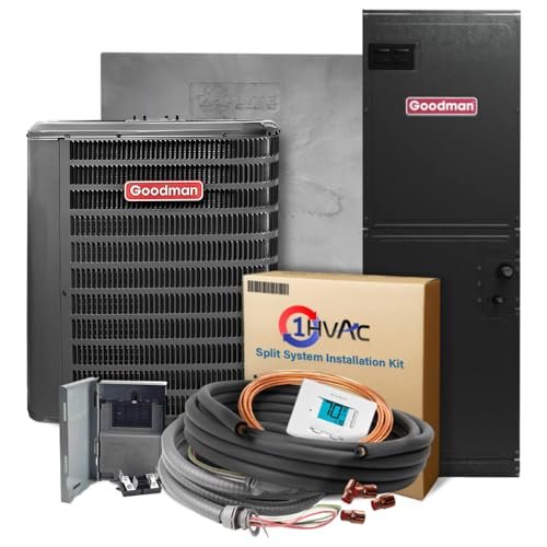 51Pe9OOD5-L._SL500_.jpg Goodman 15.2 SEER2 2.5 Ton Heat Pump & Air Handler Split System Unit with 50' Install & 15K Backup Heat Kit | 30K BTU Heating & Cooling, Single Stage Condenser with NEW CLEAN AIR REFRIGERANT R32