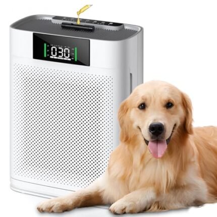 Air Purifier for Large Room up to 1500 Sq Ft, H13 True HEPA Filter, Honeyuan Air Purifiers for Pets, with PM 2.5 Display Air Quality Sensor, Aromatherapy, Child Lock, ZY3866G, White