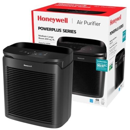Honeywell PowerPlus HEPA Air Purifier for Home, Medium-Large Rooms, Reduces Allergens, Smoke, Wildfire Smoke, Pollen, Pet Dander and More, Black, HPA3100