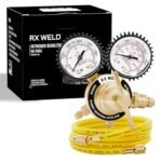 RX WELD Nitrogen Regulator with 0-600 PSI, CGA580 Inlet, 1/4-Inch Male Flare Outlet Connection, Nitrogen Tank Regulator with 5Ft Refrigeration Hose